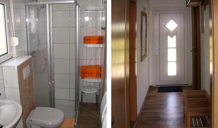 Badezimmer und Hausflur im Ferienhau auf Usedom in Koserow